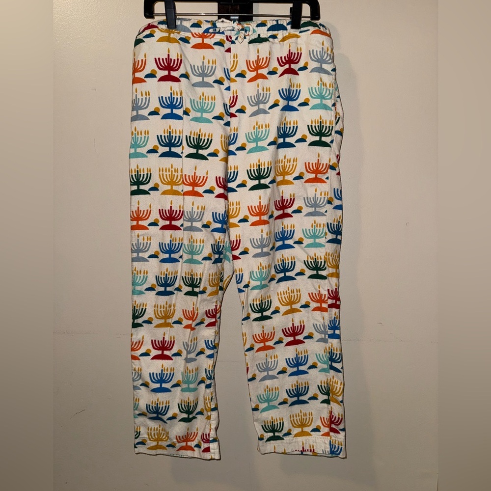 Hanna Anderson Hanukkah Menorah Flannel PJ Pant,Small Unisex